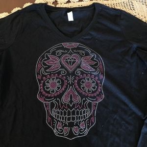 Shiny skull print top